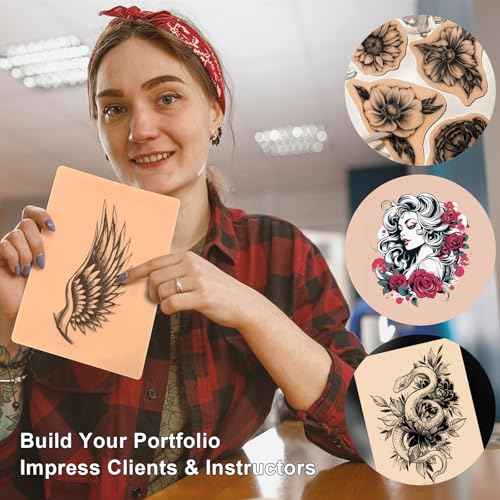 Blank Tattoo Practice Skins - Autdor 10Pcs Tattoo Skin Practice Double Sides 8x6" Fake Skin Tattooing and Microblading Eyebrow Practice Skin for Tattoo Supplies,Beginners and Experienced Artists