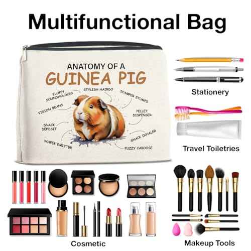 Funny Guinea Pig Gift Makeup Bag Gifts for Guinea Pig Lover Christmas Cosmetic Bag Zipper Makeup Pouch
