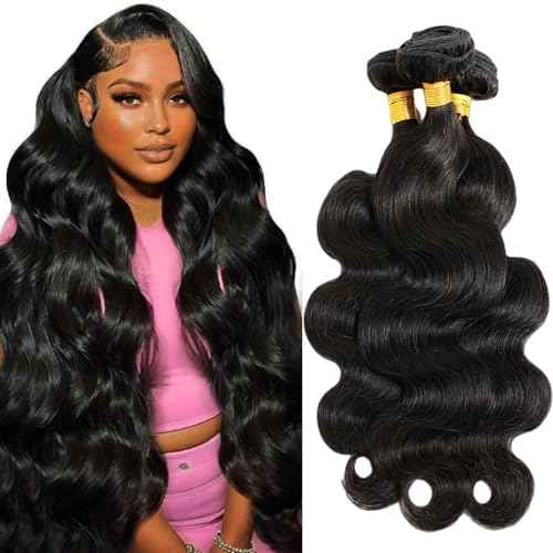 12A Human Hair Bundles 22 24 26 Inch Body Wave Bundles Human Hair 100% Unprocessed Brazilian Virgin Hair Quick Weave Extensions Natural Black