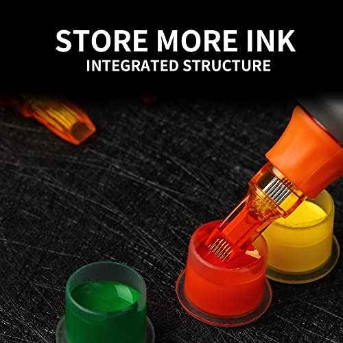 Tattoo Cartridge Needles - 10Pcs Disposable Tattoo Needle Cartridge Finger Ledge Integration Cartridge Needles Round Liner Shader Magnum for Tattooing #12 Cartridge Standard 0.35 Diameter(7RS)
