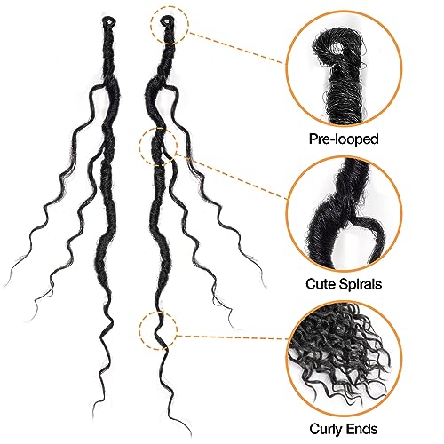 ToyoTress Boho Faux Locs Crochet Hair - 14 Inch 8 Packs Natural Black Bohemian Locs Crochet Hair With Curly Ends for Black Women, Short Pre-looped Synthetic Braiding Hair Extensions£¨14 Inch, 1B-8P)