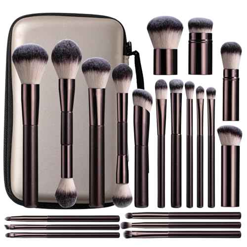 BS-MALL Professional Makeup Brush Set With Portable Case - Eyeshadow Brush, Concealer Brush, Blush Brush & Foundation Brush For Travel 20 Pcs, Labeled Daily Use & Versatile Occasions