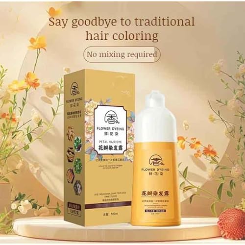 Eazyessential/Neeomall 2025 Japanese Petal Rose Hair Dye Shampoo, Long-Lasting & Natural Hair Color Shampoo, Plant Extracts Healthy Hair Dyeing, Nourishing Natural HairDye (Tea Brown)