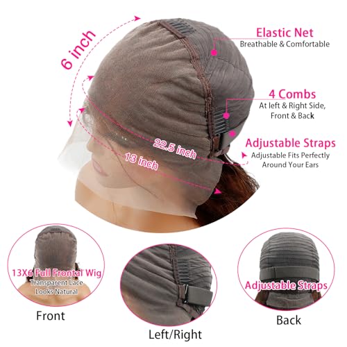 Chocolate Brown Lace Front Wigs Human Hair 13x6 HD Lace Front Human Hair Wigs For Women 250% Density #4 Middle Brown Lace Frontal Wig (16 Inch)