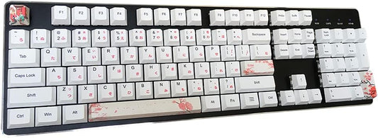 4 Keycap Set, Dye-subbed PBT OEM Keycaps, Spacebar Esc Enter Keys for DIY Cherry MX Gaming Mechanical Keyboard, Sakura