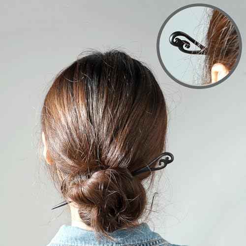 20PCS Wooden Hair Sticks, Chinese Hair Pins for Women, Black Japanese Chignon Hair Chopsticks, Classic Wooden Hair Pins for Buns Hair Accessories for Women Gifts