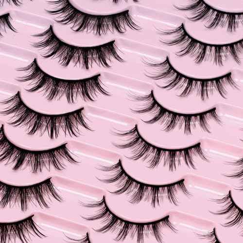 Losha Manga Lashes Natural Look Wispy False Eyelashes 20 Pairs 2 Styles Mixed Soft Fake Eye Lashes Pack Vegan Asian Anime Eyelashes (20P-Manga)
