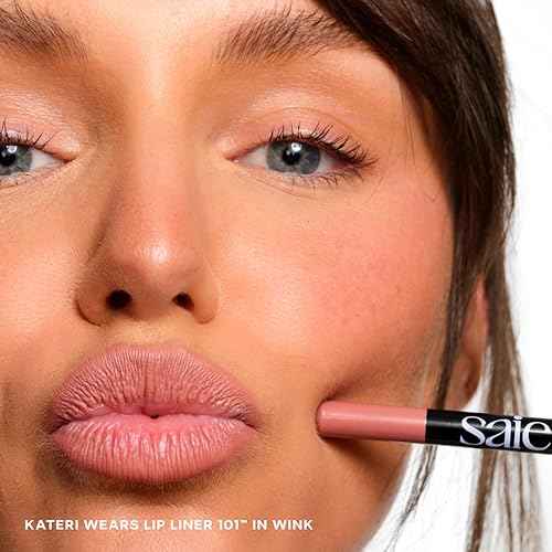 Saie Lip Liner 101 - Lip Pencil Made with a Creamy, Soft Matte Formula for a Naturally Framed or Fully Filled Look - Supercharged with Shea Butter & Jojoba Oil - Wink (.05 oz)