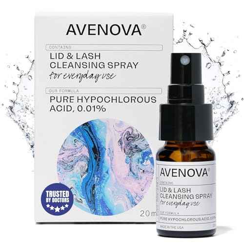 Avenova Eyelid and Eyelash Cleanser Spray - Pure Hypochlorous Acid, Gentle Everyday Lash Cleanser For Eye Irritation, 20mL (0.68oz)