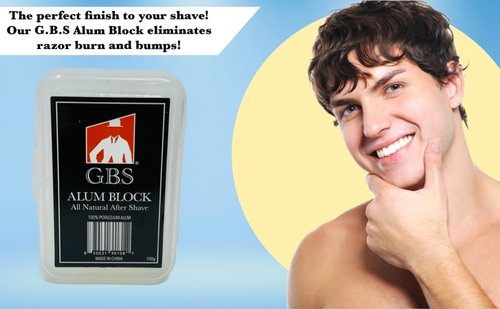 G.B.S Shaving Gift Set, Long Handle Double Edge Safety Razor, Alum Aftershave Block, Chrome Bowl with Natural Shave Soap, Shaving Brush Grooming Kit for Men