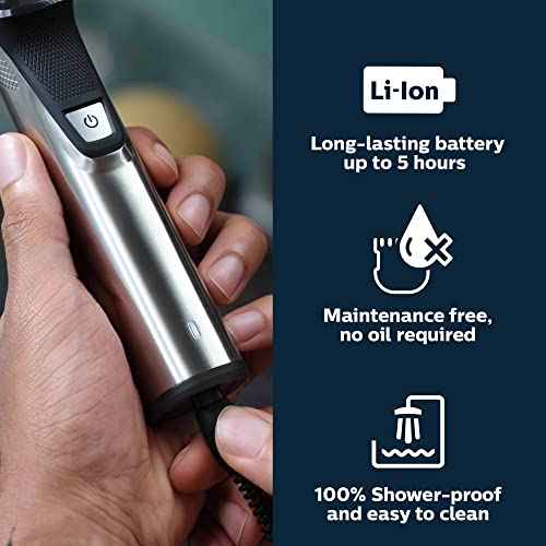 Norelco Philips Multigroom 7000 Series, All-in-One Trimmer, Beard Trimmer and Hair Clipper, 19-Piece Men's Grooming Kit for Beard, Head, Hair, Body, and Face, Soft Pouch, MG7910/49