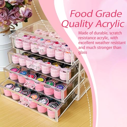 4 Tier Nail Art Decoration Storage Box£¬Acrylic Make Up & Jewelry Organizer with Drawers, Cosmetic Storage for Dresser Countertop and Bathroom£¬Beauty Holder for Lipstick Brush