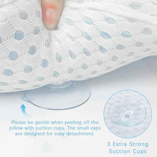 Bathtub Bath Pillows for Tub - Bathtub Pillow for Neck & Back Support with Ergonomic TPE, 4D Mesh Upgraded Bath Tub Pillow Headrest with 3 Strong Suction Cups & Hook, Bathroom Accessories, Spa Gifts