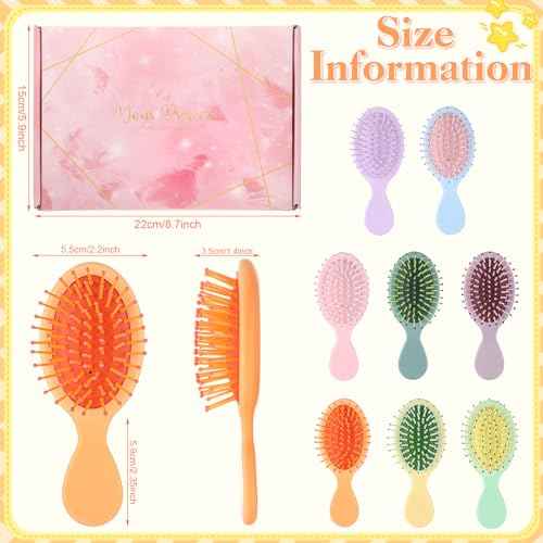 8 Pcs Mini Hair Brush for Girls,Colorful Small Hair Brush Pocket Travel Mini Hair Wet Brush Makeup Party Favors for Home,Bridesmaid,Birthday,Christmas