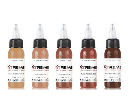 Xtreme Inks Flesh Tone Set, Unlock Realistic Skin Colors, Expertly Crafted Collection for Lifelike Tattoo Artistry, Perfect Blend of Hues, Expertly Formulated (1 oz)