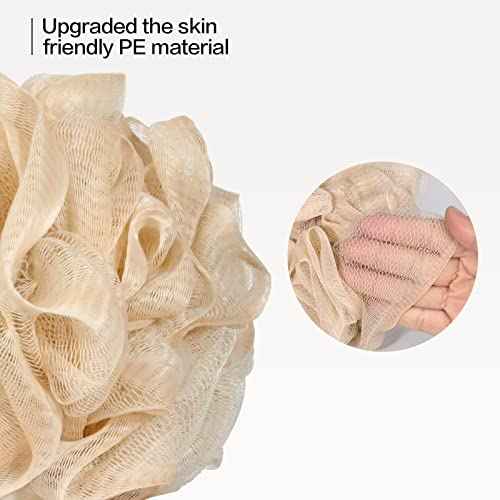 Fishent Bath Loofah Sponge, 3 Pack loofahs Exfoliating Body Scrubber, 60g Soft Mesh Pouf Shower Puffs, Loofa for Women and Men