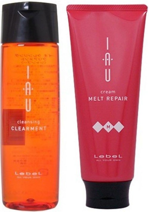 Lebel IAU Cleansing Clearment Hair Shampoo 200ml & Lebel IAU Melt Repair Hair Treatment 200ml Set (Green Tea Set)