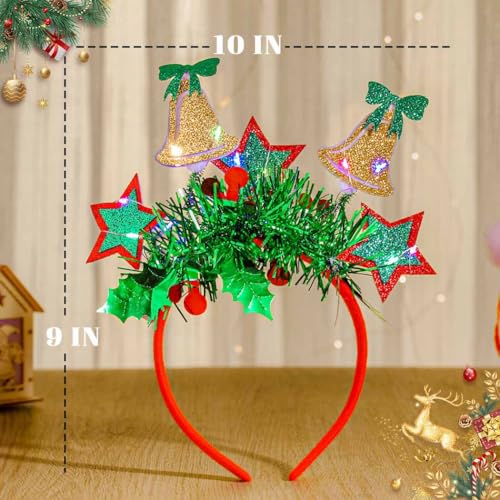 Light Up Christmas Headband LED Glowing Xmas Hairband Holiday Party Hair Accessories for Women
