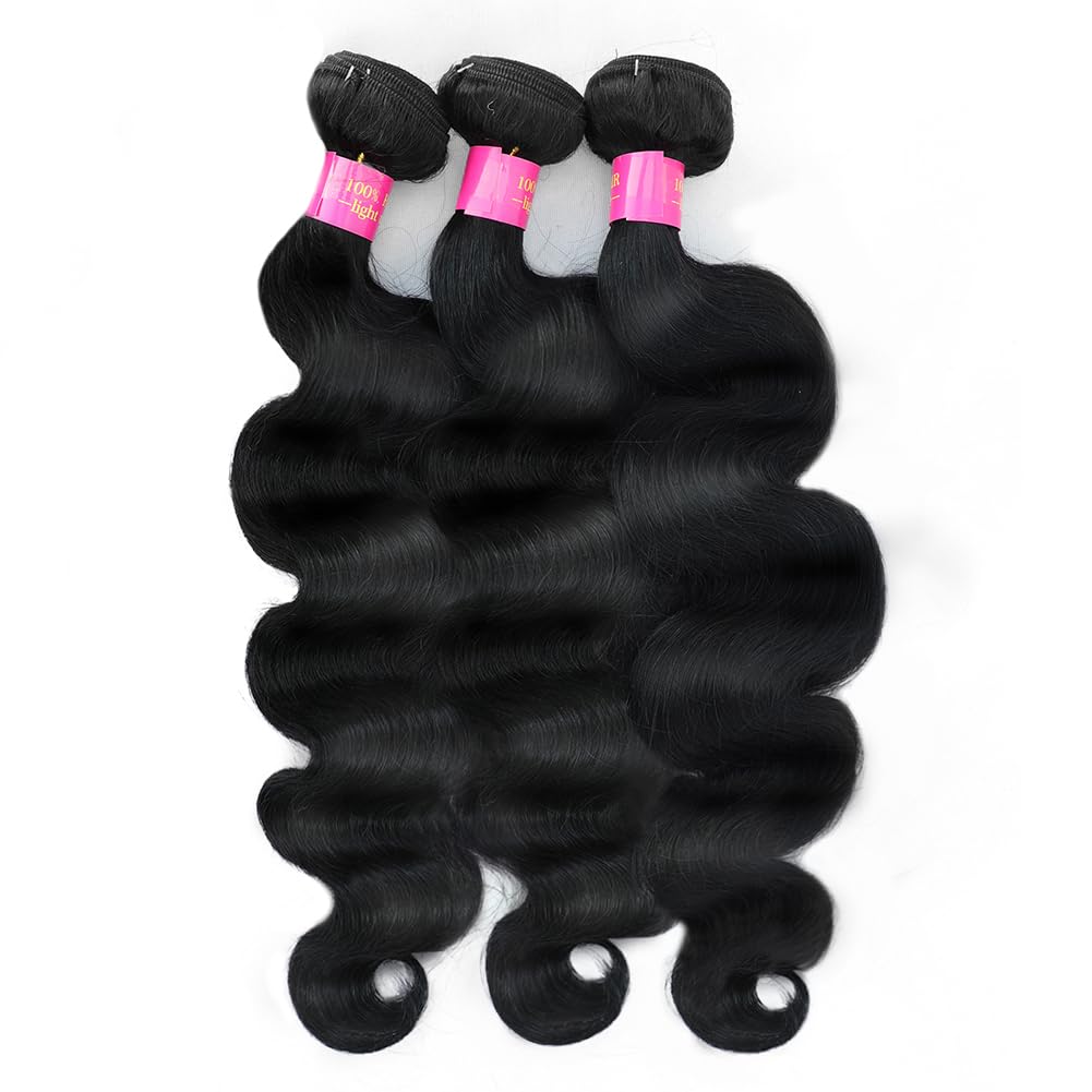 12A Human Hair Bundles with Closure Body Wave Bundles 16 18 20+14 Inch 5X5 HD Lace Closure Human Hair 100% Brazilian Virgin Hair Extensions 3 Bundles Hair Quick Weave Bundle Natural Black for Women