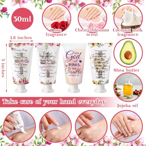 24 Pcs Christian Hand Cream Bulk Gifts for Women Bible Verse Lotion Scripture Travel Hand Lotion for Dry Cracked Bulk Christian Religious Gifts Christmas Small Gift for Mom Grandma Women (Cross Style)