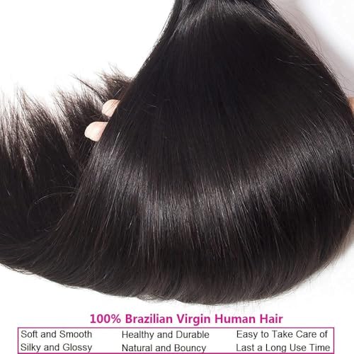Selina Hair Straight 3 Bundles Human Hair 20 22 24 Inch Brazilian Virgin Hair 100% Human Hair 100g/Bundle Natural Black Color
