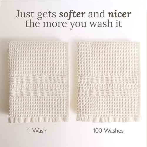 GILDEN TREE Waffle Towels Wash Cloths for Showering, Exfoliating Washcloth Face Towels, Quick Dry Towel Cotton Washcloths Set of 4, Classic Style (White)