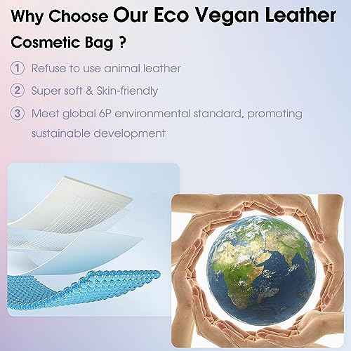 Wandering Nature Makeup Bag Small Cosmetic Bag for Purse 2 Pack Small Make Up Pouch Vegan Leather Cute Travel Pouch with Zipper for Women, Black