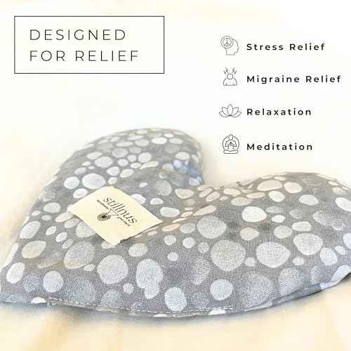 Cooling Eye Pillow with Lavender ? Grey Dot Heart Mask for Puffy Eyes, Stress Relief, Sensory Recovery ? Meditation & Bedtime Calm Gift Under $40