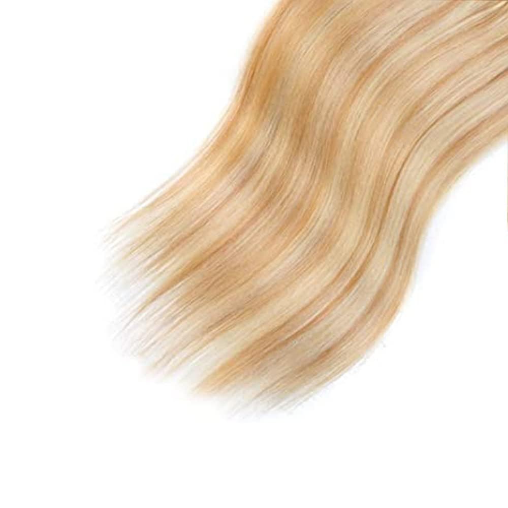 Giginger Bundles Human Hair P27/613 Blonde Straight Human Hair Bundles 16 18 20 Inch Highlight Honey Blonde Unprocessed Quick Weave Soft Sewn In Hair Extensions for Black Women