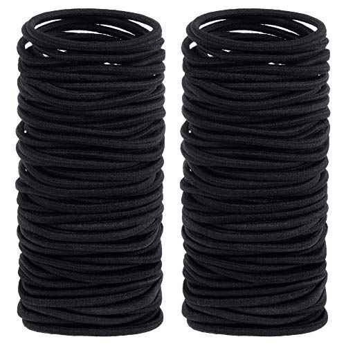 Anezus 200 Pcs Black Elastics Hair Ties Small Bulk Hair Ties Hair Bands (4mm)