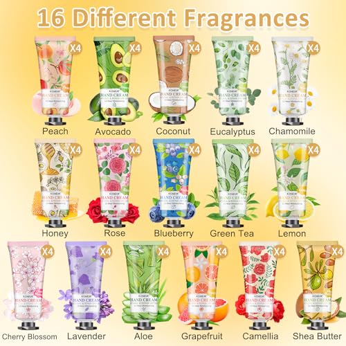 64 Pack Moisturizing Hand Cream Set, Christmas Gifts for Women, Bulk Hand Lotion Travel Size for Dry Cracked Hands, Mini Hand Cream for Mom Gifts, Stocking Stuffers, Thank You Gifts