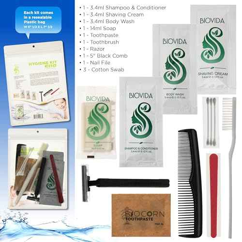 Moda West 24 Hygiene Kits - Bulk Case of Wholesale Basic Toiletry Kits for Men, Women, Travel, Charity - 12 Piece Kit, Unisex, Compact, Convenient Personal Use, Travel, Gym, Bathroom and Donations