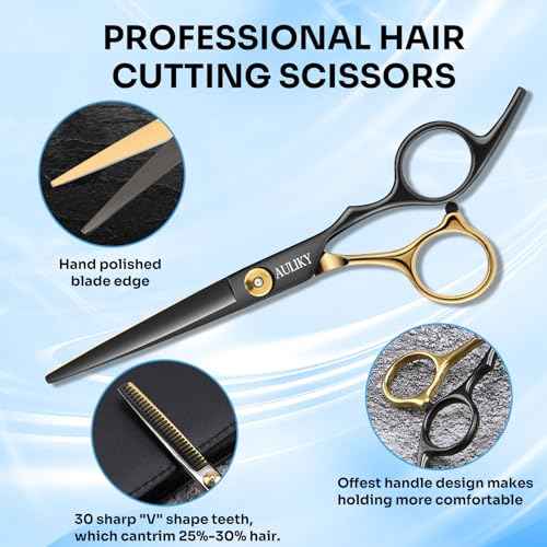 Hair Cutting Scissors Shears Kits, 15 Pcs Professional Stainless Steel Hairdressing Shears Set Thinning Scissors for Barber/Salon/Home/Men/Women/Kids/Adults