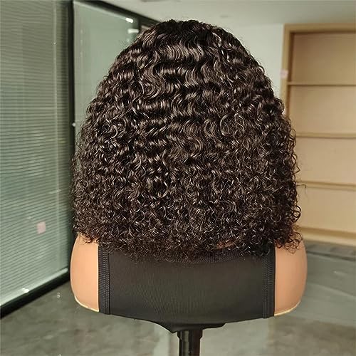 ISEE Wear and Go Glueless Wigs Bob Wigs Human Hair Pre Plucked Water Wave Lace Front Wigs Human Hair Upgraded No Glue Transparent Lace Closure Wigs Human Hair for Women Natural Black 14 Inch