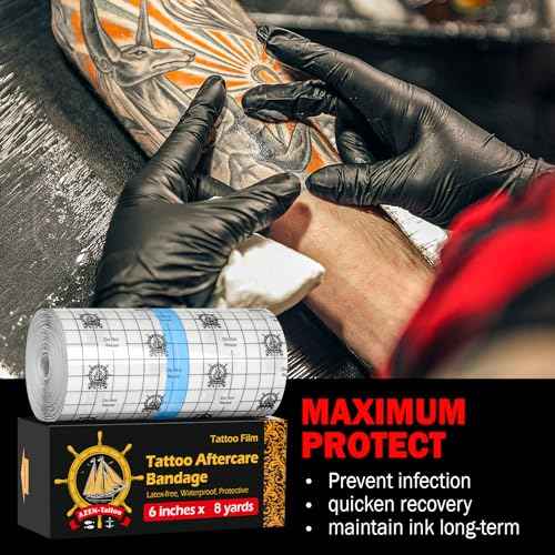 AZEN Tattoo Aftercare Bandage, 6"x 8 Yard, Waterproof Second Skin Cover up Tape, Healing Wrap, Tattoo Supplies