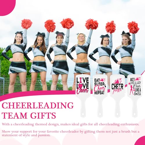 12 Pcs Cheer Gifts Bulk for Team Cheer Hair Brush Bulk Travel Compact Portable Cheerleading Brush Cute Gifts for Women Cheerleaders Team End of Season Senior Christmas Party Present Ideas