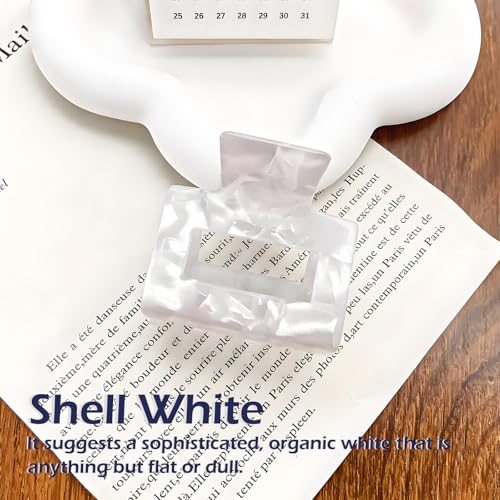2 Pcs Small Hair Clips Acrylic Claw Clips for Thin Hair Cute French Design Hair Clips for Women, Colorful & White Shell