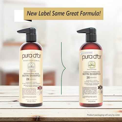 PURA D'OR Professional Grade Biotin Shampoo, Clinically Proven Anti-Thinning Hair Care, 2X Concentrated DHT Blocker Hair Thickening Products For Women & Men, 16oz