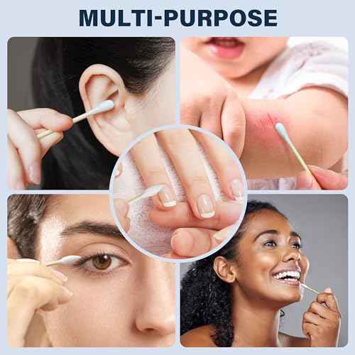 Bamboo Cotton Swabs 600 Count/1 Box, One Pointed Tip and One Rounded Tip, Biodegradable Cotton Buds with Organic Bamboo Sticks, for Ear Wax Removal, Draw the Eyeliner, Nail Polish Touch-ups