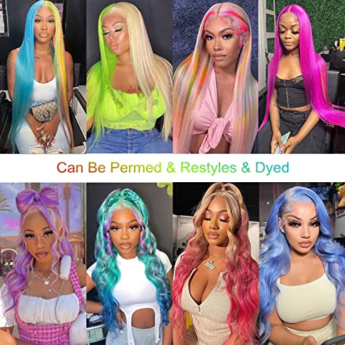 Myecool 613 Lace Front Wig Human Hair 13x4 HD Transparent Straight 150% Density Blonde Lace Frontal Human Hair Wigs Pre Plucked With Baby Hair for Women(26Inch, Blonde)