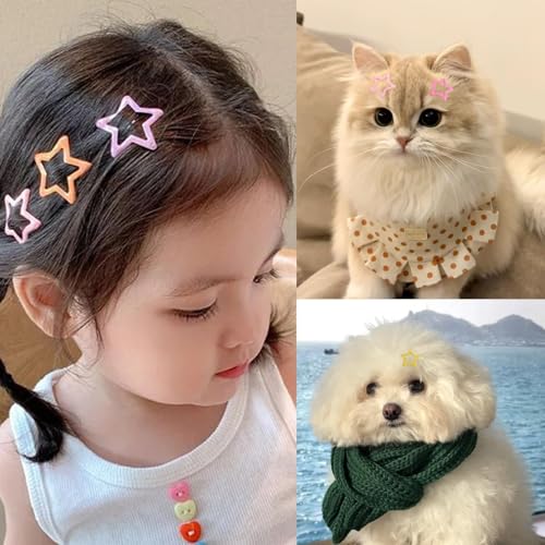 Star Hair Clips: 50PCS Non-Slip Metal Snap Barrettes - Colorful Y2K Star Hair Accessories