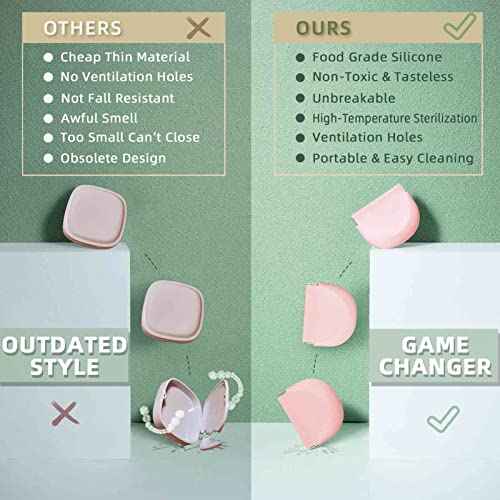 Silicone Pink Retainer Case With Lanyard - Slim Cute Dental Container for Braces, Partial Denture, Night Mouth Guard, Aligner - Travel Holder for Girls, Women, Kids, Men