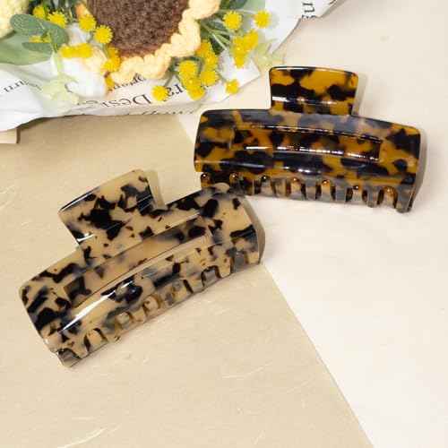 Large Claw Clips 4.1 IN Tortoise Acrylic Stylish Hair Accessories for Thick and Thin Hair 2pc Set Cute Clips for Women Teen Girls (2 Tortoise)