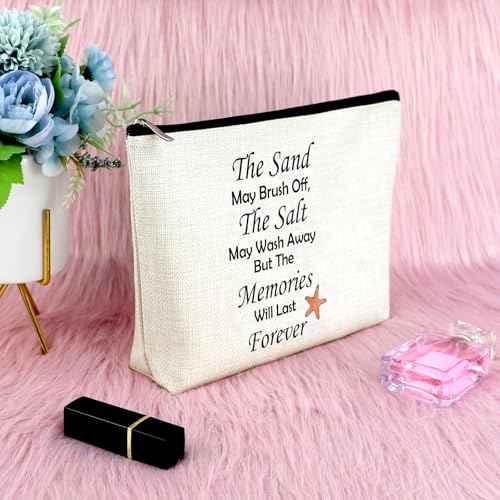 Sfodiary Summer Beach Themed Makeup Bag Graduation Gifts for Friends Graduate Friendship Gifts for Women Friends Funny Beach Cosmetic Bag Long Distance Presents for Sister Besties Zipper Travel Pouch