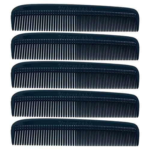 GENTS (5 Pack) Pocket Comb Black Unbreakable Round Teeth Course Fine Pocket Beard & Mustache Combs for Men's Hair | Sideburns Travel-Friendly Symmetry, Friendly Birthday Gifts