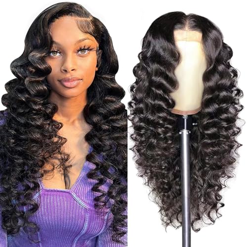 Deep Wave Lace Front Wigs Human Hair 13x4 HD Lace Frontal Wigs for Black Women 200 Density Glueless Wigs Pre Plucked with Baby Hair 22 Inch