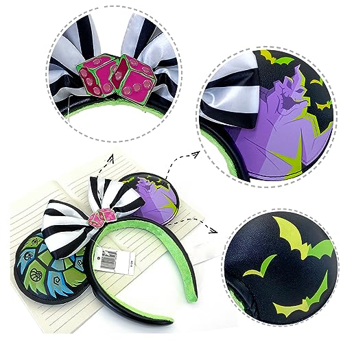 Mouse Ear Headbands with Bow, Ghost Hair Band Hearwear Halloween Christmas Birthday Party Decoration Cosplay Costume Gifts for Women Girl