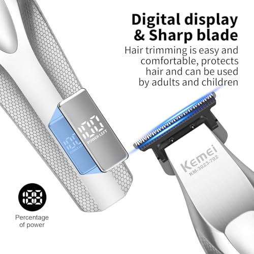KEMEI KM-3023-702 Professional Hair Clipper for Men, Zero Gapped Cordless Beard Trimmer, Barber Clippers with USB Rechargeable, Edgers, Fade Clipper, Gift for Men