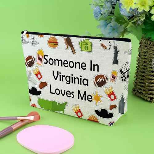 Virginia State Makeup Bag Virginia Gift for Women Long Distance Relationships Gift Travel Souvenir Cosmetic Bag Christmas Vacation Presents for Friend Sister Graduation Cosmetic Pouch Trip Present