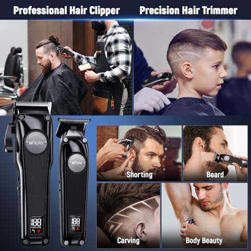 Professional Hair Clippers Trimmer for Men - Cordless Barber Clippers Set with High Torque Brushless Motor & DLC Coated Detachable Blade& Charging Stand, Premium Gifts for Men